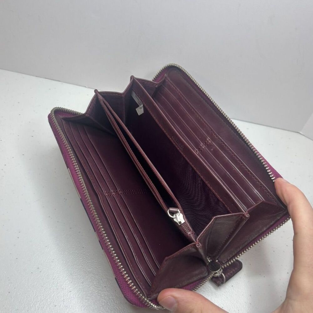 Coach Park Multicolor Purple Leather Monogram Signature Zip Wallet Designer - Picture 4 of 8